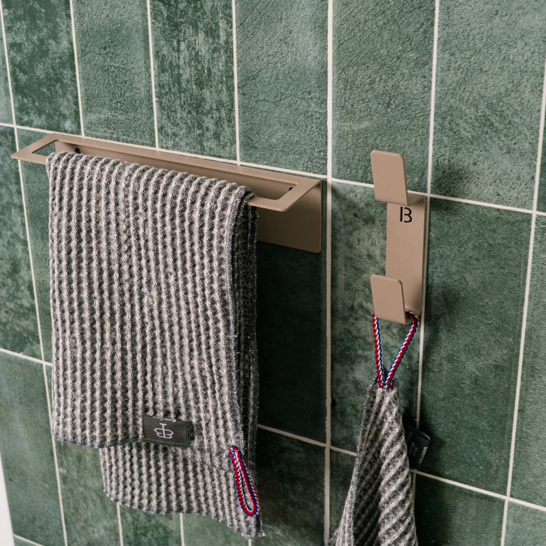 porte serviette essuie main beige taupe