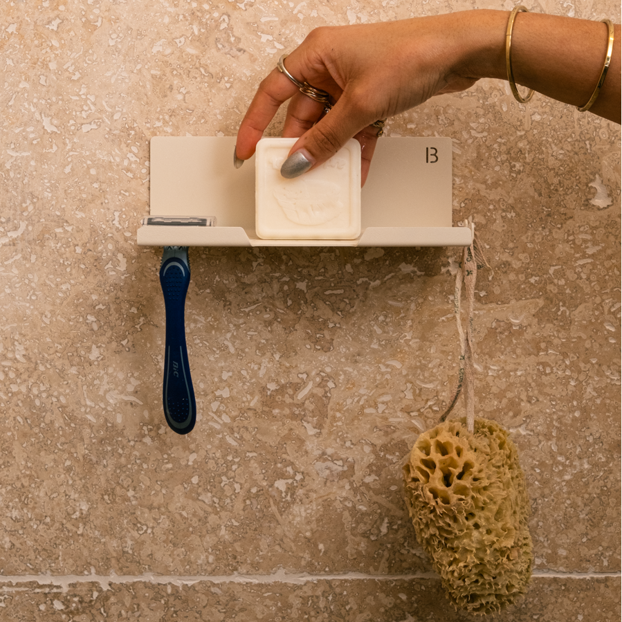 étagère bain adhésif blanche douche