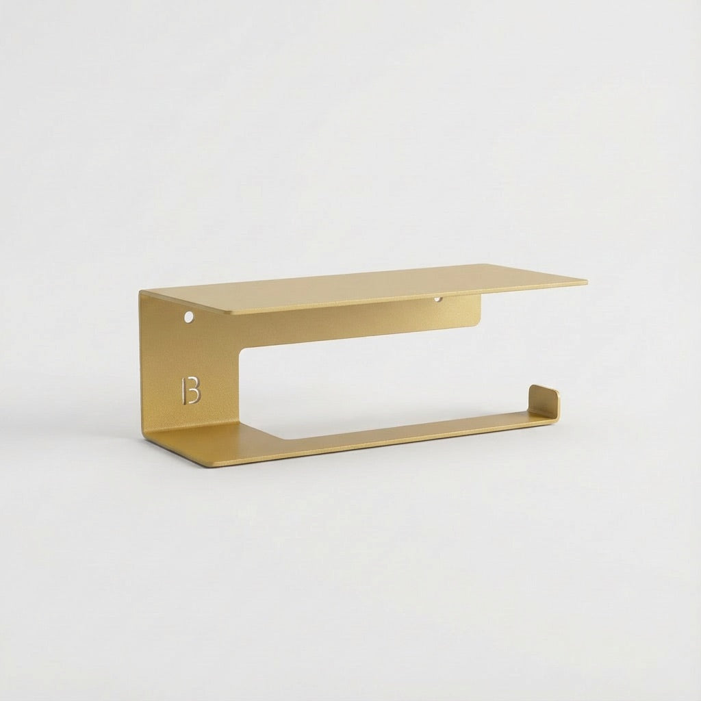 Wandmontierter Toilettenpapierhalter mit Ablage