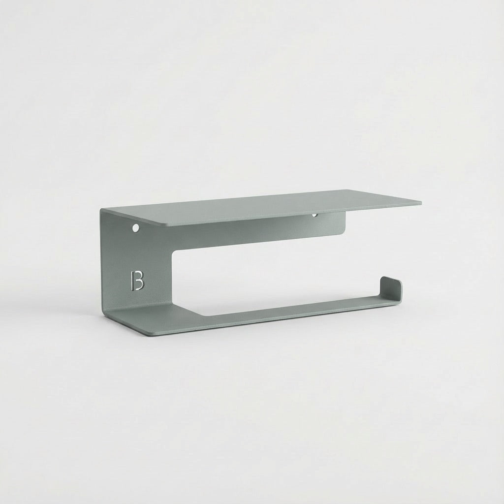 Porte Papier Toilette Mural avec Tablette vert de gris