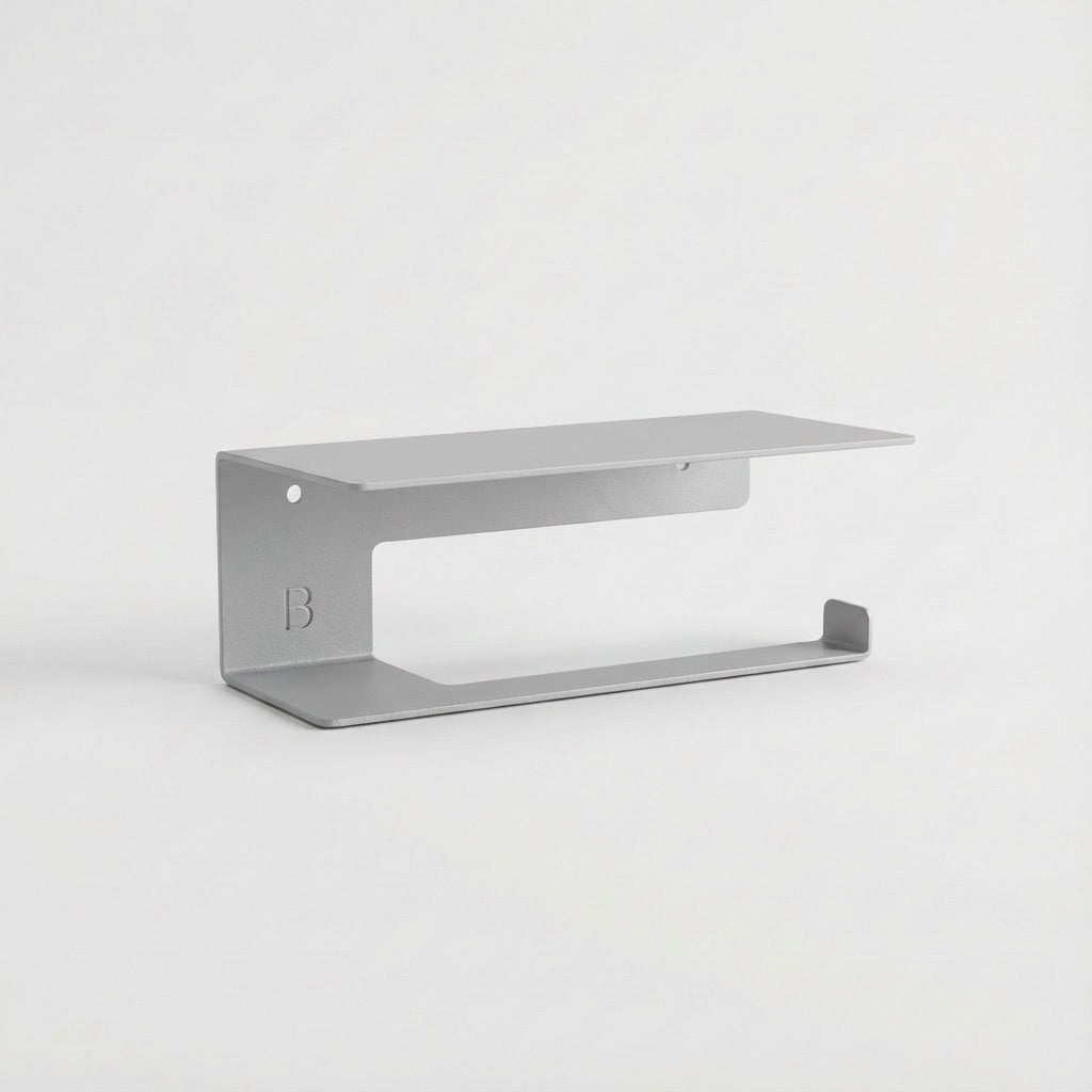 Wandmontierter Toilettenpapierhalter mit Ablage