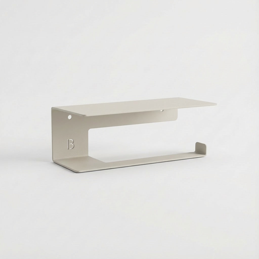 Wandmontierter Toilettenpapierhalter mit Ablage