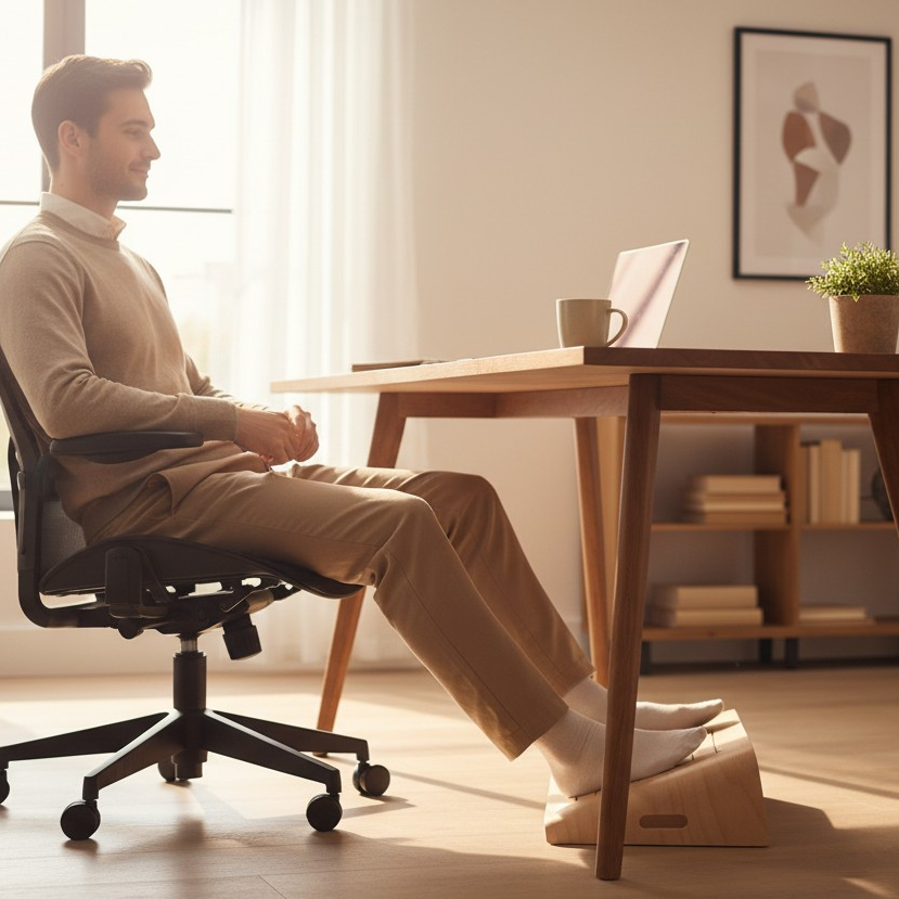 Repose pieds bureau incliné position ergonomique 