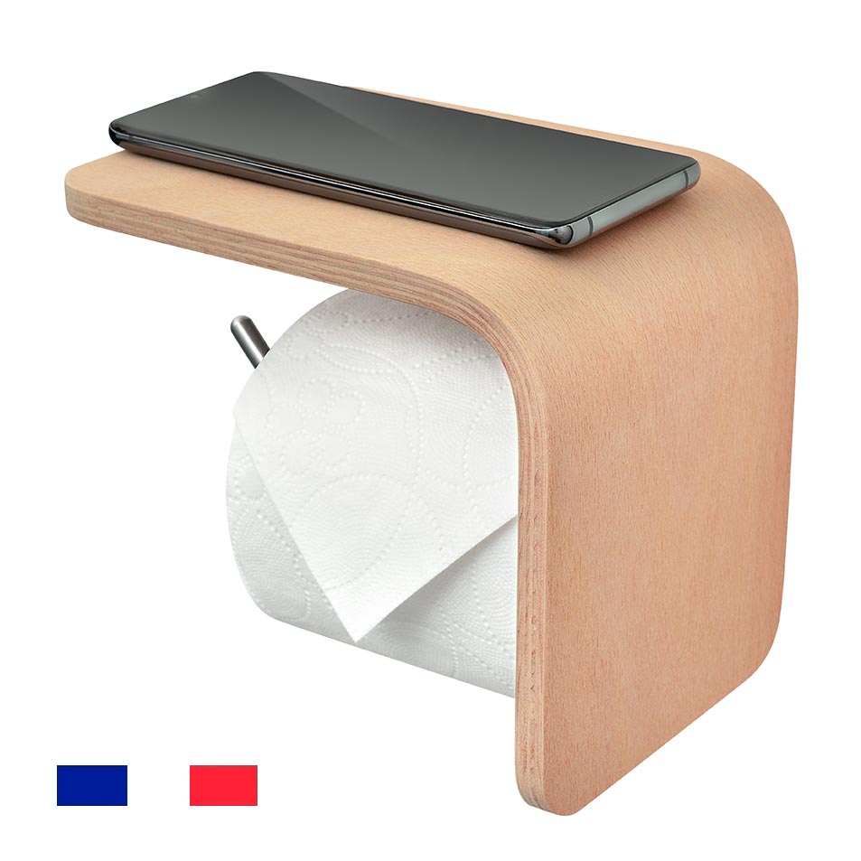 Porte Papier Toilette en Bois mural avec Tablette